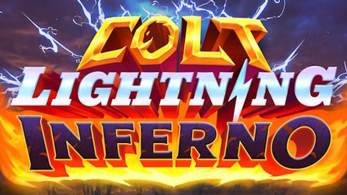 Cena épica de Colt Lightning Inferno com elementos de fogo e eletricidade