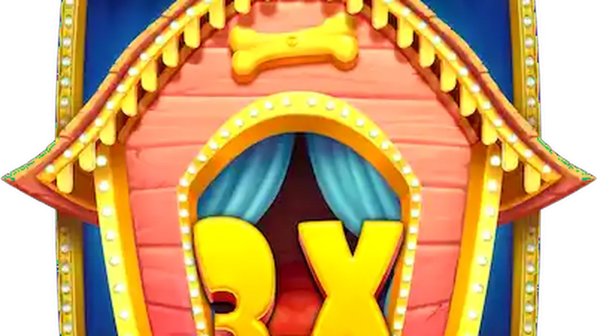 A interface do jogo The Big Dog House com símbolos de cães e casas de cachorro